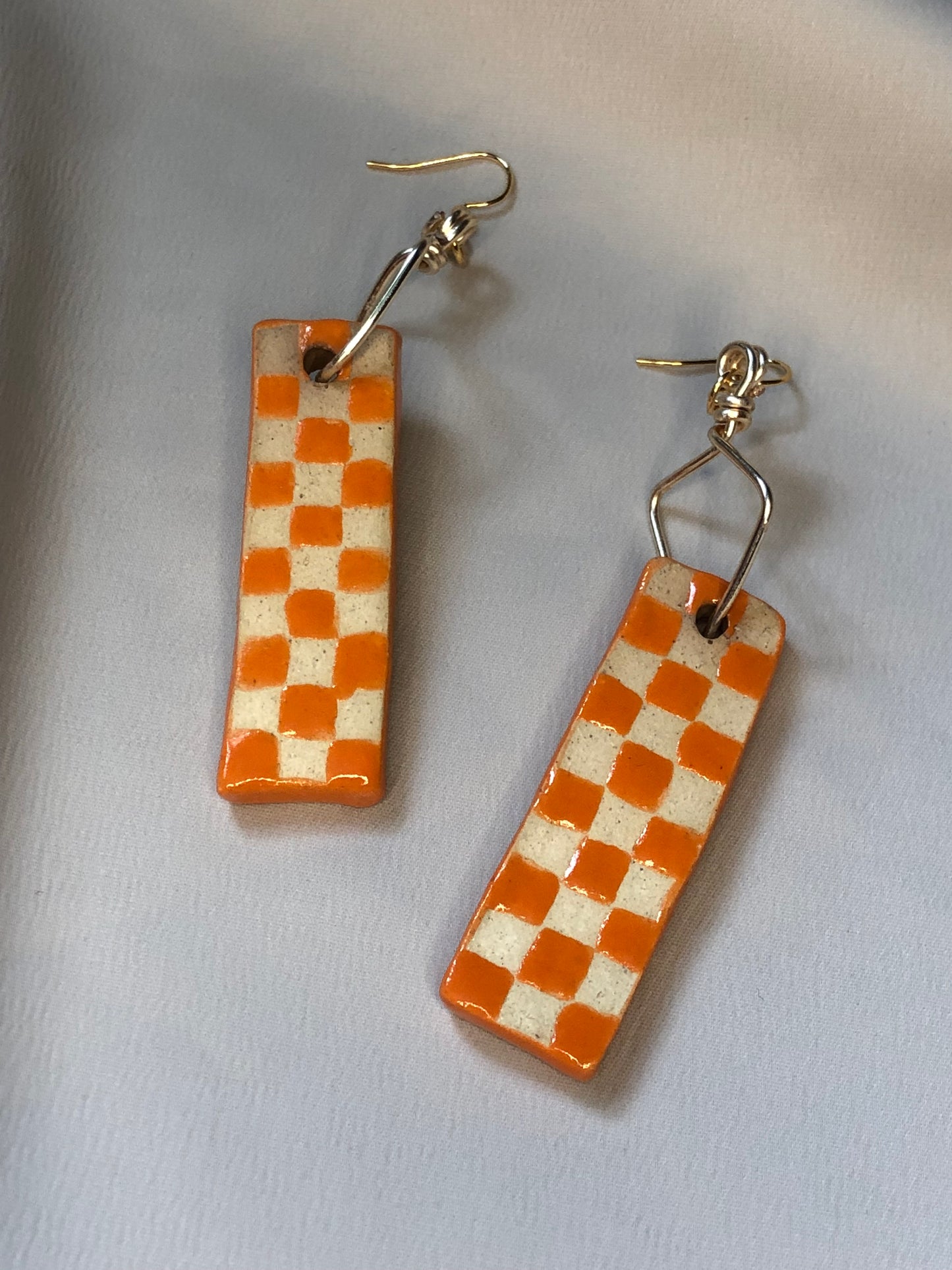 Checkered Ceramic Earrings