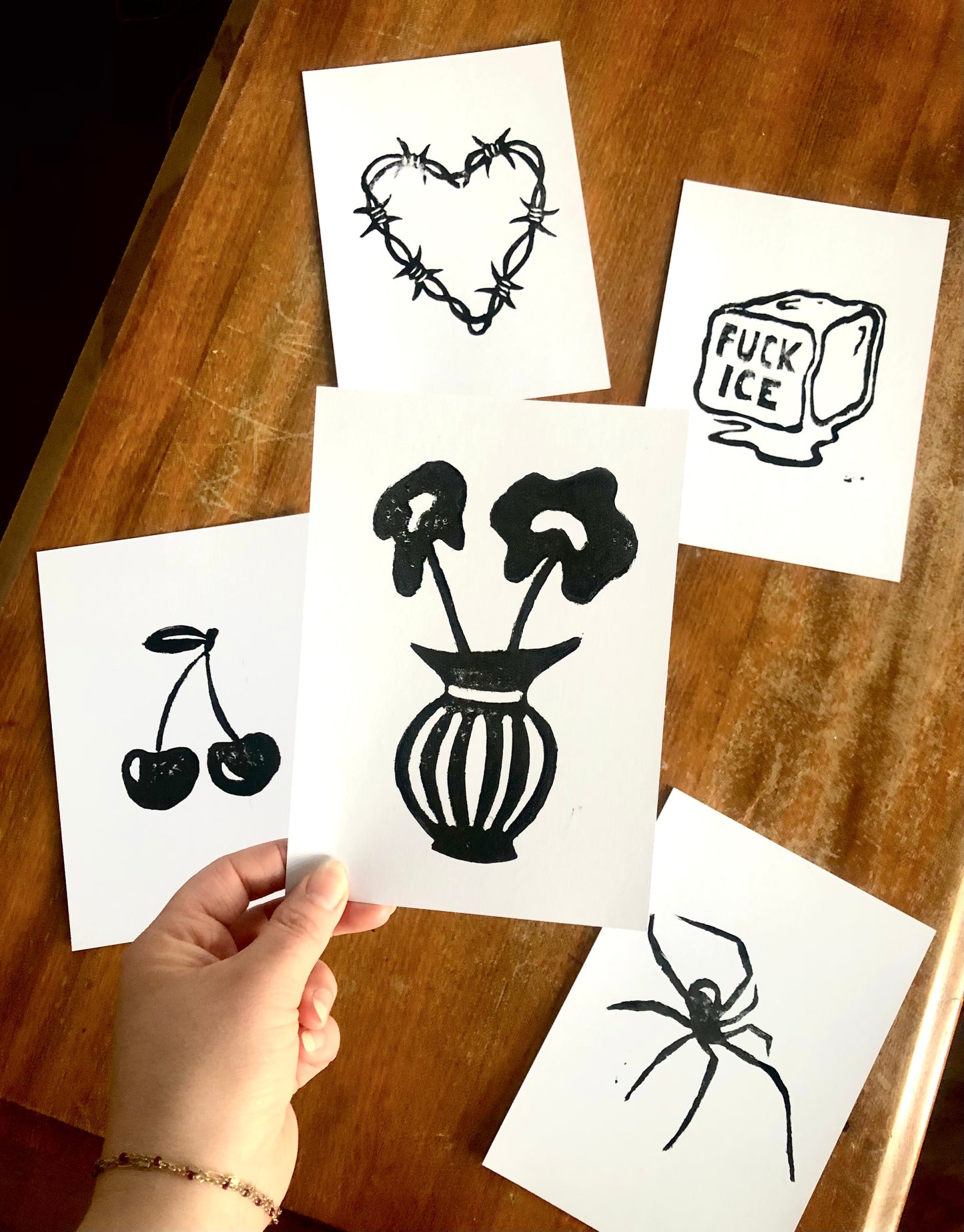 Barbed Wire Heart ~ Hand Printed