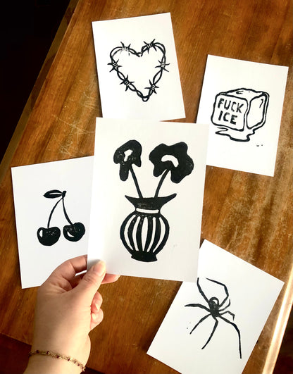 Barbed Wire Heart ~ Hand Printed