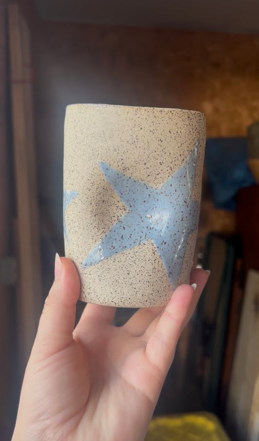 Baby Blue Star Mug on Speckled