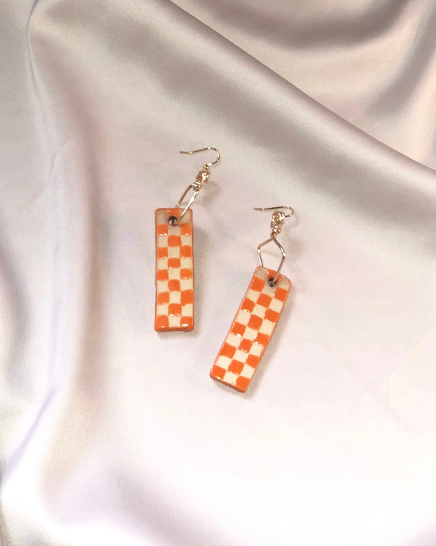 Checkered Ceramic Earrings